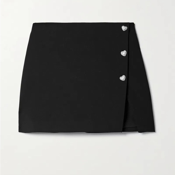 Self Portrait Rhinestone Heart Wrap Mini Skirt with Slit - Picture 3 of 7